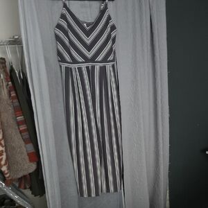 Striped Grey and White Women's Jumpsuit